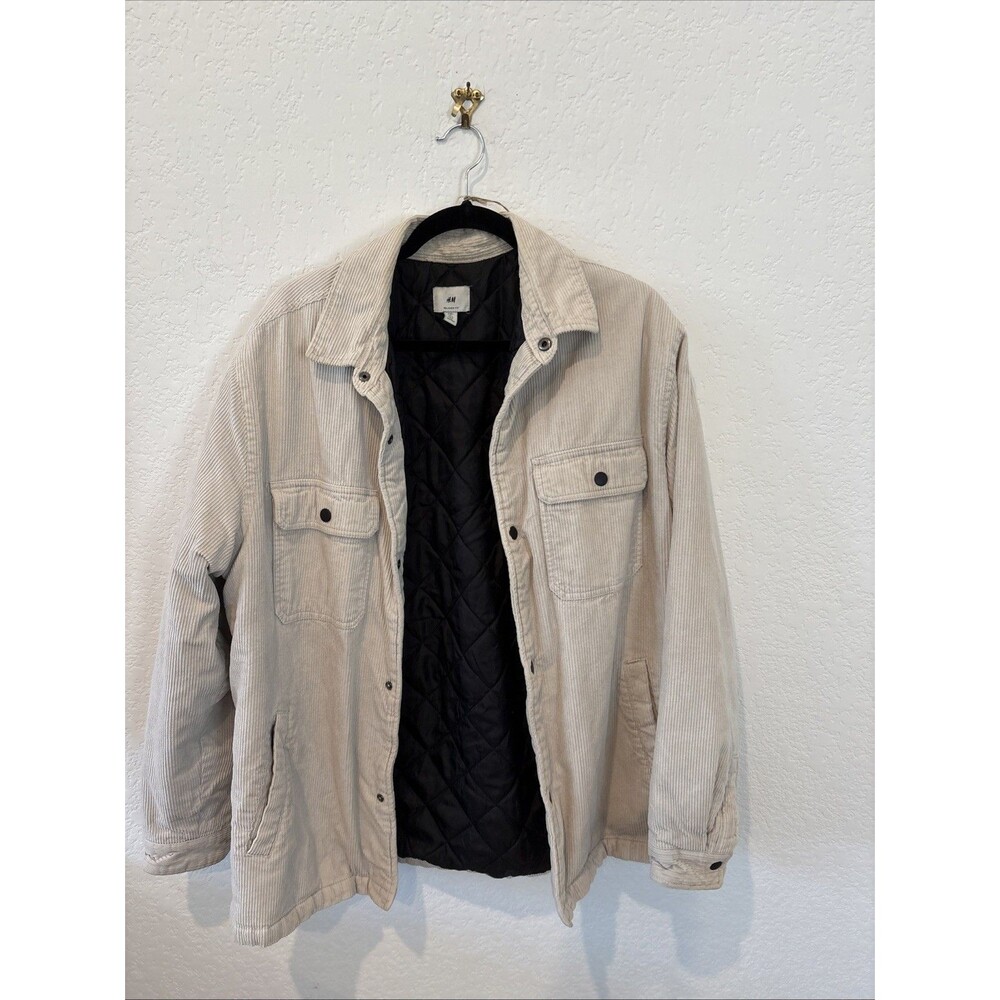 H & M Women’s Large Tan Corduroy Snaps Lined Jacket